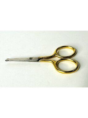 Vintage Germany Small Scissors Gold Tone Handle Sewing Quilting 4 inches Metal
